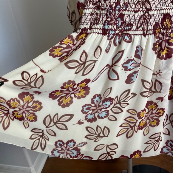 Tory Burch Indie Smocked Off-the-Shoulder Floral Silk Dress, Ivory - Picture 6 of 11